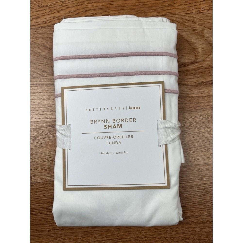 Pottery Barn Teen Brynn Border Pillow Sham, Standard Size,‎ Pink Stripe NEW
